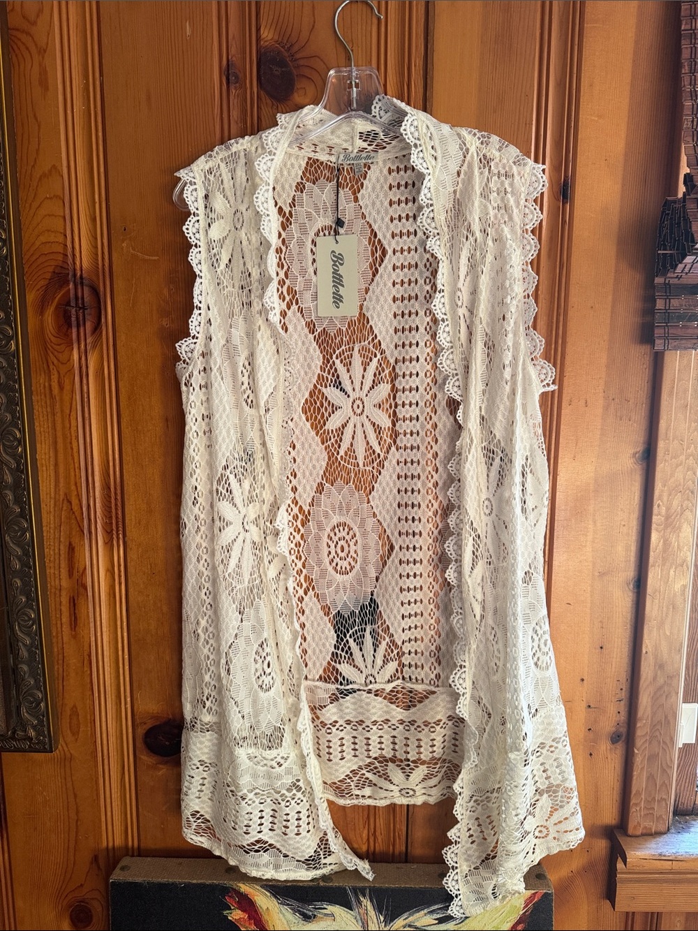 Lace Crochet Camisole Vest in Cream